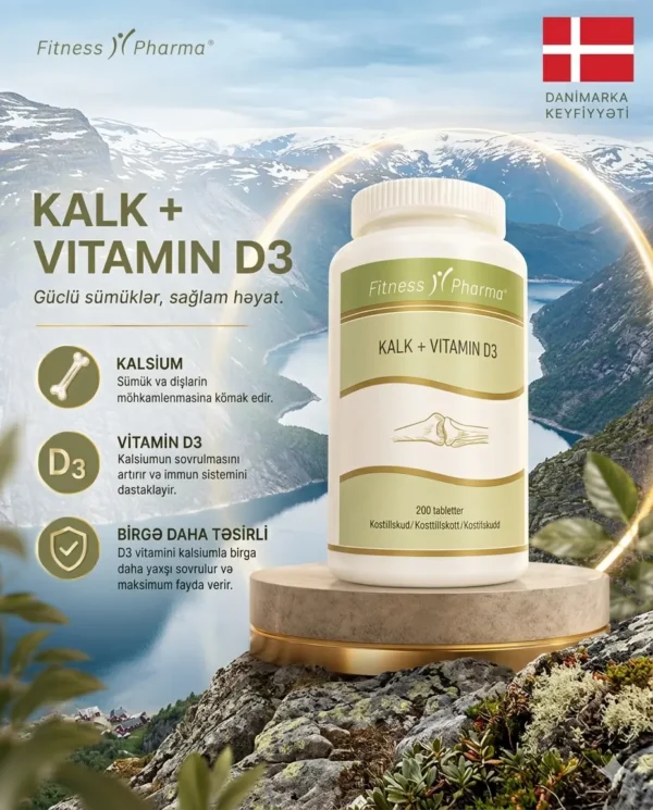 kalk d3 Kalsium + D3 Vitamin – 200 Tablet
